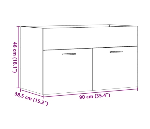 Mueble de lavabo de baño madera roble Sonoma 90x38,5x46 cm