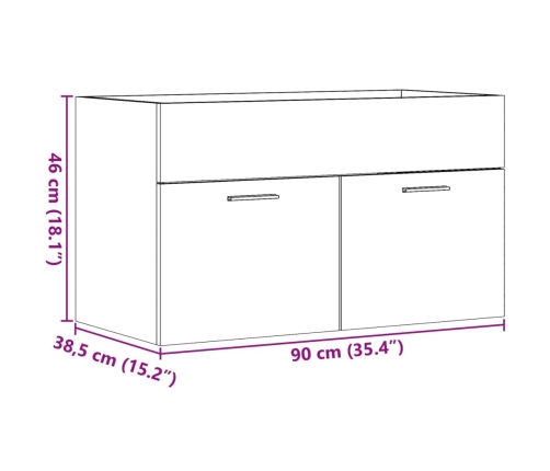 Mueble de lavabo madera ingeniería gris hormigón 90x38,5x46 cm