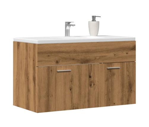 Mueble de lavabo de baño madera roble artisan 90x38,5x46 cm