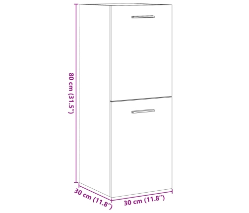 Armario pared baño madera ingeniería gris hormigón 30x30x80 cm