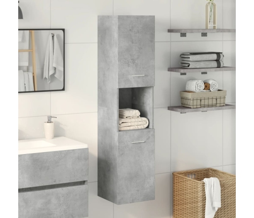 Armario pared baño madera ingeniería gris hormigón 30x30x130 cm