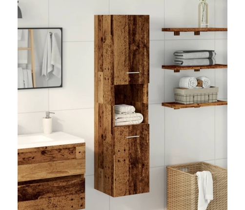 Armario pared baño madera ingeniería envejecida 30x30x130 cm