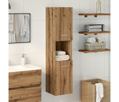 Armario pared baño madera ingeniería roble artisian 30x30x130cm