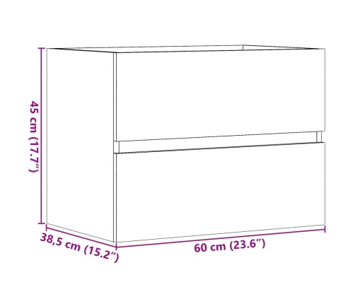 Mueble de baño madera de ingeniería gris hormigón 60x38,5x45 cm