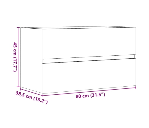 Armario pared baño madera ingeniería gris hormigón 80x38,5x45cm