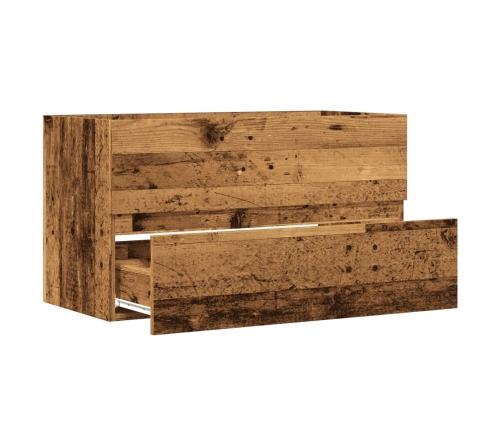 Armario pared baño madera ingeniería envejecida 80x38,5x45cm