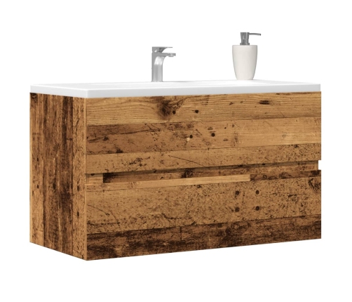 Armario pared baño madera ingeniería envejecida 80x38,5x45cm