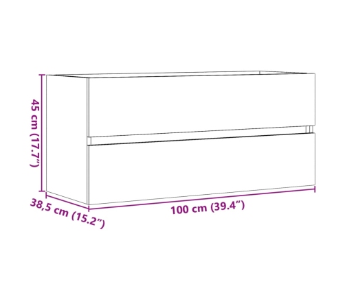 Armario para lavabo contrachapada gris hormigón 100x38,5x45 cm