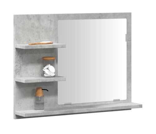 Espejo mueble de cuarto de baño gris hormigón 60x10,5x45 cm