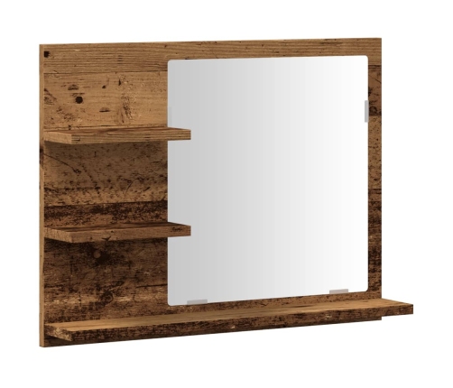 Espejo mueble de cuarto de baño madera envejecida 60x10,5x45 cm