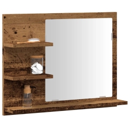 Espejo mueble de cuarto de baño madera envejecida 60x10,5x45 cm