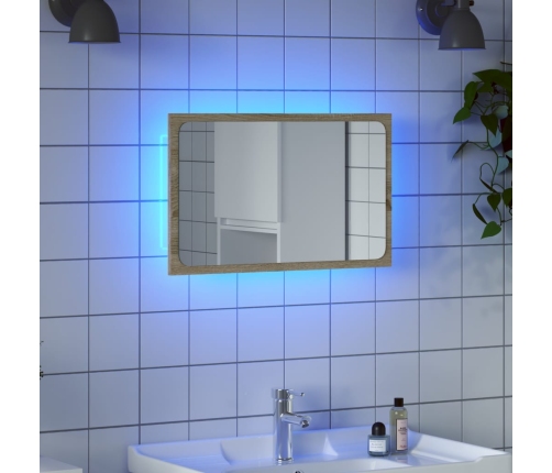 Espejo de baño con luz LED gris hormigón 60x8,5x38 cm