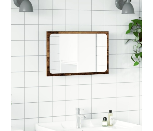 Espejo de baño con luz LED madera envejecida 60x8,5x38 cm