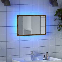 Espejo de baño con luz LED roble artisan 60x8,5x38 cm