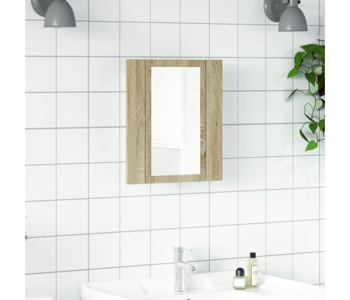 Espejo mueble de baño con luz LED roble Sonoma 40x12x45 cm