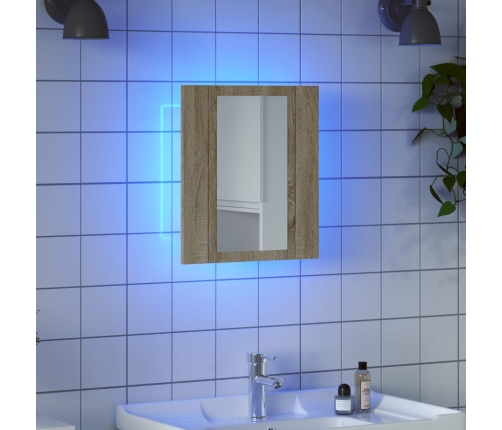 Espejo mueble de baño con luz LED roble Sonoma 40x12x45 cm