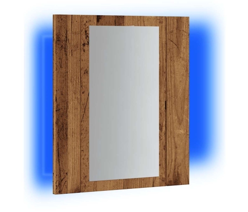 Armario de baño con espejo LED madera envejecida 40x12x45 cm