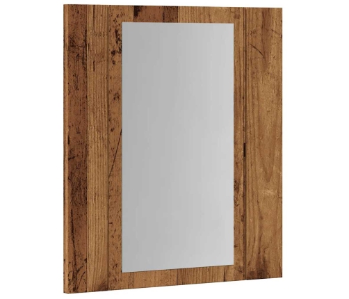 Armario de baño con espejo LED madera envejecida 40x12x45 cm