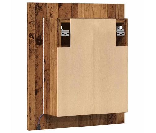 Armario de baño con espejo LED madera envejecida 40x12x45 cm