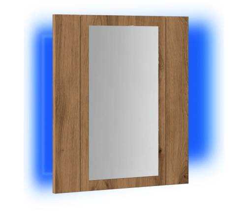 Armario de baño con espejo LED madera roble artisan 40x12x45 cm