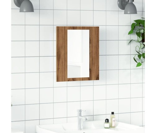 Armario de baño con espejo LED madera roble artisan 40x12x45 cm