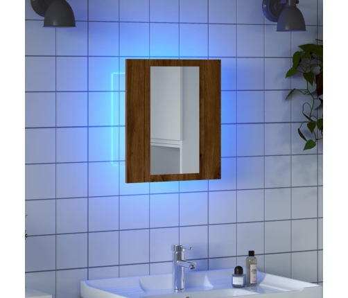 Armario de baño con espejo LED madera roble artisan 40x12x45 cm