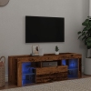 Mueble TV luces LED madera ingeniería envejecida 120x36,5x40 cm