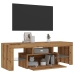 Mueble de TV luces LED madera roble artisan 120x36,5x40 cm