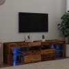 Mueble TV luces LED madera ingeniería envejecida 140x36,5x40 cm