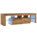 Mueble de TV luces LED madera roble artisan 140x36,5x40 cm