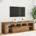 Mueble de TV luces LED madera roble artisan 140x36,5x40 cm