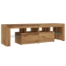 Mueble de TV luces LED madera roble artisan 140x36,5x40 cm