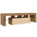 Mueble de TV luces LED madera roble artisan 140x36,5x40 cm