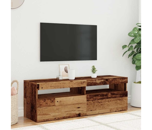 Mueble TV luces LED madera ingeniería envejecida 120x35x40 cm