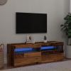 Mueble TV luces LED madera ingeniería envejecida 120x35x40 cm