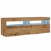 Mueble de TV luces LED madera roble artisan 120x35x40 cm