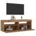 Mueble de TV luces LED madera roble artisan 120x35x40 cm