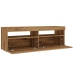 Mueble de TV luces LED madera roble artisan 120x35x40 cm