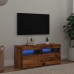 Mueble TV luces LED madera ingeniería envejecida 90x35x40 cm