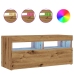 Mueble de TV luces LED madera roble artisan 90x35x40 cm