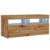 Mueble de TV luces LED madera roble artisan 90x35x40 cm