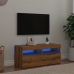 Mueble de TV luces LED madera roble artisan 90x35x40 cm