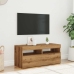 Mueble de TV luces LED madera roble artisan 90x35x40 cm