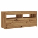 Mueble de TV luces LED madera roble artisan 90x35x40 cm