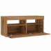 Mueble de TV luces LED madera roble artisan 90x35x40 cm