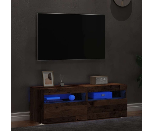 Muebles de TV con luces LED 2 uds madera ingeniería envejecida