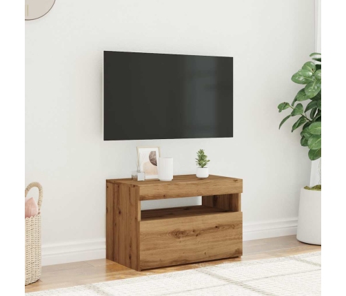 Mueble de TV luces LED madera roble artisan 60x35x40 cm