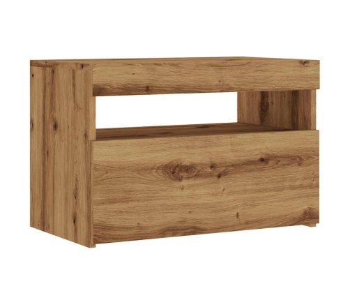 Mueble de TV luces LED madera roble artisan 60x35x40 cm