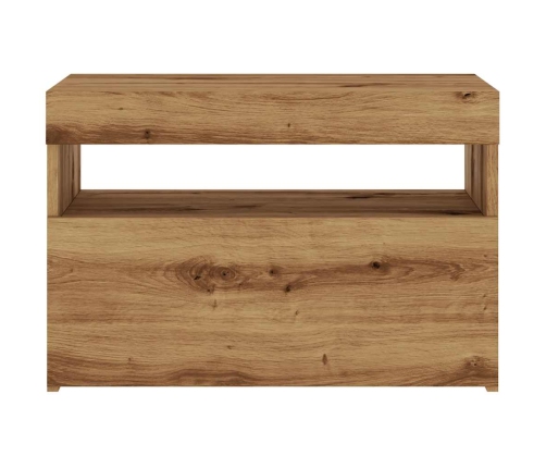 Mueble de TV luces LED madera roble artisan 60x35x40 cm