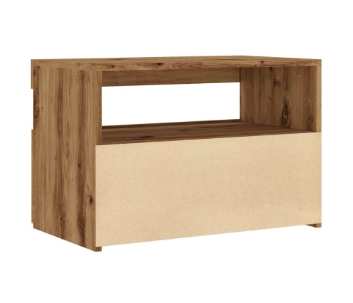 Mueble de TV luces LED madera roble artisan 60x35x40 cm